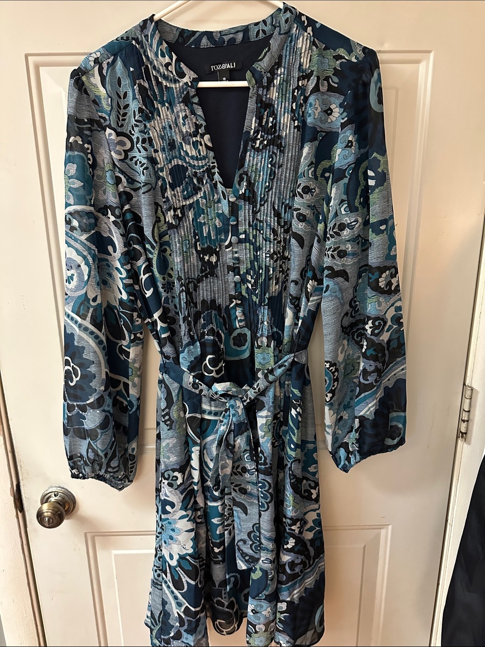 Roz & Ali Teal Blue Floral Midi Dress